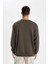 Oversize Geniş Kalıp Bisiklet Yaka Kalın Basic Düz Sweatshirt 12