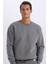Oversize Geniş Kalıp Bisiklet Yaka Kalın Basic Düz Sweatshirt T5139AZ24AU 10