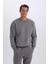 Oversize Geniş Kalıp Bisiklet Yaka Kalın Basic Düz Sweatshirt T5139AZ24AU 12
