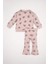 Kız Bebek 2'li Takım Çiçekli Bisiklet Yaka Sweatshirt İspanyol Paça Tayt D1678A524WN 12