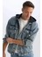 %100 Pamuk Oversize Geniş Kalıp Kapüşonlu Düğmeli Mevsimlik Baharlık Denim Ceket D0417AX24AU 7