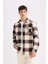 Regular Fit Polo Yaka Kareli Flanel Uzun Kollu Gömlek D2320AX24AU 9