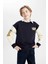 Erkek Çocuk Oversize Geniş Kalıp Bisiklet Yaka Baskılı Okul Sweatshirt C9281A824AU 9