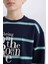 Erkek Çocuk Oversize Geniş Kalıp Bisiklet Yaka Baskılı Sweatshirt D1907A824WN 14