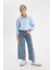 Kız Çocuk Oversize Geniş Kalıp Poplin Uzun Kollu Basic Düz Okul Gömleği C7482A824AU 12