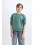 Erkek Çocuk Oversize Geniş Kalıp Bisiklet Yaka Sırt Baskılı Sweatshirt D1912A824WN 10