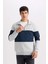 Comfort Regular Fit Rahat Kalıp Dik Yaka Fermuarlı Çizgili Kalın Sweatshirt 13