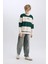 Erkek Çocuk Oversize Geniş Kalıp Bisiklet Yaka Çizgili Baskılı Sweatshirt C9802A824WN 7