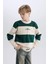 Erkek Çocuk Oversize Geniş Kalıp Bisiklet Yaka Çizgili Baskılı Sweatshirt C9802A824WN 9