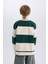 Erkek Çocuk Oversize Geniş Kalıp Bisiklet Yaka Çizgili Baskılı Sweatshirt C9802A824WN 11