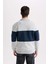 Comfort Regular Fit Rahat Kalıp Dik Yaka Fermuarlı Çizgili Kalın Sweatshirt 18