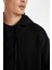Siyah Comfort Regular Fit Rahat Kalıp Kapüşonlu Kalın İçi Yumuşak Tüylü Fermuarlı Sweatshirt D2323AX24AU 11
