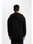 Siyah Comfort Regular Fit Rahat Kalıp Kapüşonlu Kalın İçi Yumuşak Tüylü Fermuarlı Sweatshirt D2323AX24AU 12