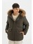 Regular Fit Kapüşonlu Fermuarlı Cepli Kürklü Mont Parka D1275AX24WN 10