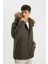 Regular Fit Kapüşonlu Fermuarlı Cepli Kürklü Mont Parka D1275AX24WN 13