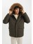 Regular Fit Kapüşonlu Fermuarlı Cepli Kürklü Mont Parka D1275AX24WN 14