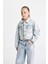 Kız Çocuk Okul Düğmeli Cepli Kısa Denim Ceket C7484A824AU 8