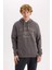 Relax Fit Kapüşonlu Baskılı Kalın Sweatshirt D2681AX24AU 9
