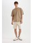 Regular Fit Keten Görünümlü Bermuda Şort D2057AX24HS 8