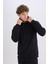 Siyah Relax Fit Kapüşonlu Baskılı Kalın Sweatshirt D2682AX24AU 13