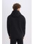 Siyah Relax Fit Kapüşonlu Baskılı Kalın Sweatshirt D2682AX24AU 15