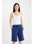 Regular Fit Beli Lastikli Düz Paça Bermuda Şort N7439AZNS 8