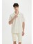 Regular Fit Yazlık Apaş Yaka Dokulu Kısa Kollu Gömlek A9335AX24HS 8