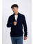 Lacivert Standart Fit Normal Kesim Yarım Balıkçı Yaka Fermuarlı Triko Hırka R1195AZ24WN 9