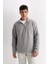 Gri Tüylenme Yapmayan Soğuk Geçirmez Regular Fit Dik Yaka Fermuarlı Polar Sweatshirt Y3996AZNS 11