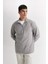 Gri Tüylenme Yapmayan Soğuk Geçirmez Regular Fit Dik Yaka Fermuarlı Polar Sweatshirt Y3996AZNS 12