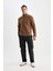 Kahverengi Tüylenme Yapmayan Soğuk Geçirmez Regular Fit Dik Yaka Fermuarlı Polar Sweatshirt Y3996AZNS 8