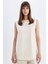 Regular Fit Bisiklet Yaka Basic Düz Keten Karışımlı Kolsuz Tunik D2953AX24HS 8