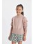 Kız Çocuk Bej Standart Fit Bisiklet Yaka Triko Kazak C9553A824AU 8