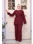 Düğmeli Bordo Tesettür Ikili Takım 30431BR 3