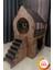 3xl Kedi Evi – Kahverengi, Iki Katlı, Merdivenli, Mdf, 91×92×52 cm 1