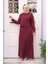Süveter Detaylı Koyu Bordo Tesettür Elbise 7705KBR 2