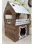 Kedi Evi 3xl, Kahverengi Beyaz, Merdivenli, Iki Katlı Mdf 91×92×52 cm 4