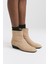 Bot 2512 - Dikiş Detaylı Bej Süet Kadın Bot 1