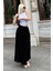 Siyah Vual Kumaş Basic Kadın Uzun Boy Kadın Etek MG2366 2