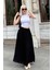 Siyah Vual Kumaş Basic Kadın Uzun Boy Kadın Etek MG2366 3