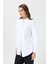 Oxford Dokulu Arkası Pileli Tunik Beyaz 4
