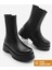 Kadın Hakiki Deri Günlük Bot Kalın Tırtıklı Taban Elastik Yan Bantlı Bukre Siyah 1