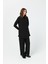 Yandan Büzgü Detaylı Pantolonlu Takım Siyah 3
