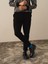 Erkek Siyah Pamuk Dokulu Slim Fit Jogger Pantolon 2