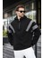 Siyah Fermuarlı Yaka Kapüşonlu Erkek Sweatshirt E7161 1
