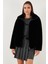 Oversize Fit Dik Yaka Fermuarlı Kürk Bayan Kürk 497ZETA 4