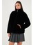 Oversize Fit Dik Yaka Fermuarlı Kürk Bayan Kürk 497ZETA 5