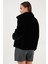 Oversize Fit Dik Yaka Fermuarlı Kürk Bayan Kürk 497ZETA 7