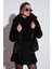 Oversize Fit Dik Yaka Fermuarlı Kürk Bayan Kürk 497ZETA 1