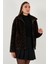 Oversize Fit Dik Yaka Fermuarlı Kürk Bayan Kürk 497ZETA 3